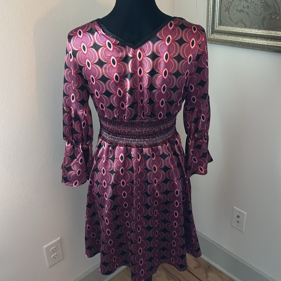 Bisou Bisou silky satin Top crossed V cleavage 90’s line A line dress Sz S - Picture 4 of 7